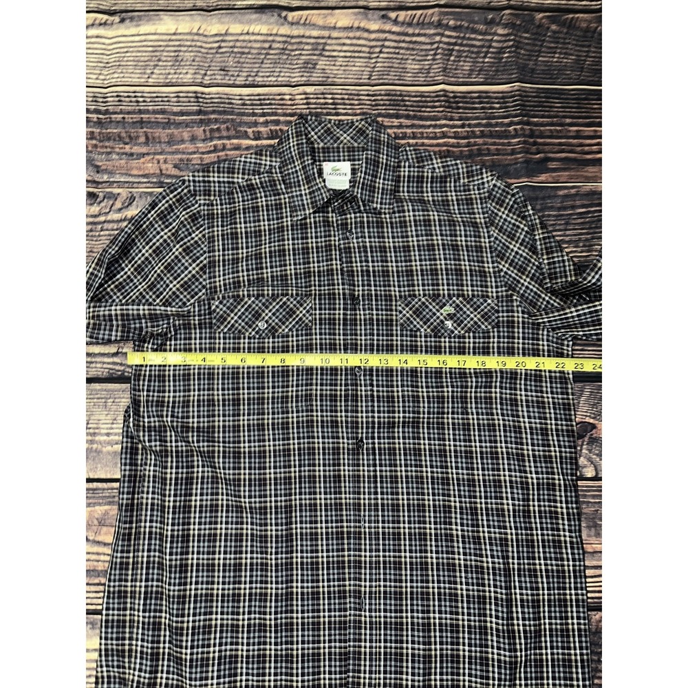 Lacoste Button Down Shirt Mens Size 40 Large Multicolor Plaid 2 Pocket Logo - Picture 5 of 6